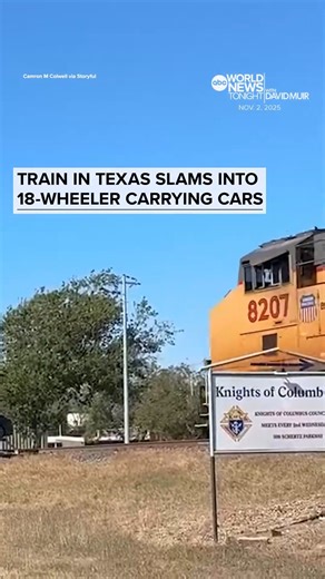 4.5K views · 49 reactions | Train in Texas Crashes Into 18-Wheeler Carrying Cars in a Shocking Collision Caught on Camera November 5, 2025 Watch full video in the first comen! | Unit Check | Facebook