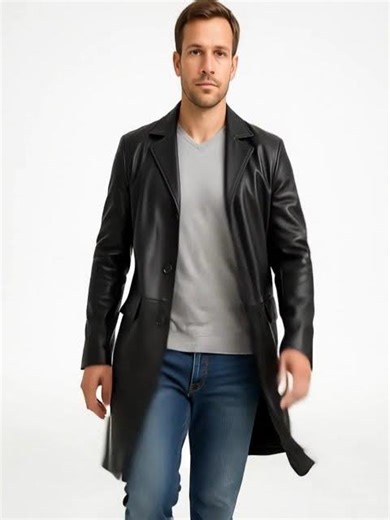 The Ironclad: Men’s Black Cowhide Long Leather Coat | Unrivaled Durability by Zellberry