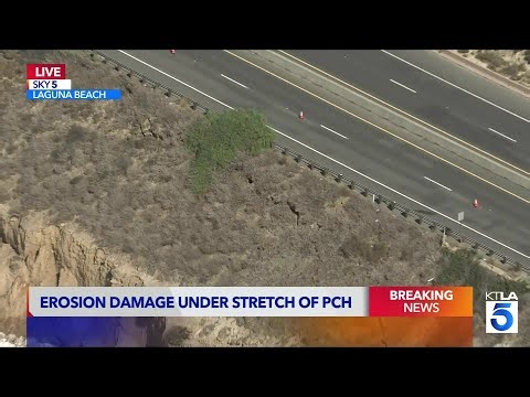 Erosion causes large crack in cliffside alongside PCH in Laguna Beach