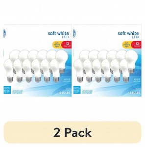 (2 pack) GE LED Light Bulbs, 60 Watt, Soft White, A19 Bulbs, Medium Base, Frosted Finish, 13yr, 12pk - Walmart.com