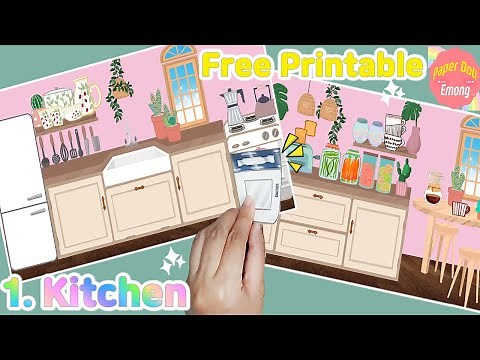 Free Printable Paper Dollhouse | Paper Quiet Book How to make Dollhouse KITCHEN Tutorial Papercraft