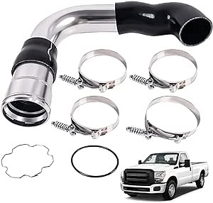 3.5" Cold Side Intercooler Pipe & Boot Upgrade Kit Compatible with Ford 6.7L Powerstroke Diesel F-250 F-350 F-450 2011-2016, Intercooler Air Intake Duct (Silver)