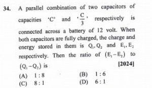 34. A parallel combination of two capacitors of capacities ' C ... | Filo