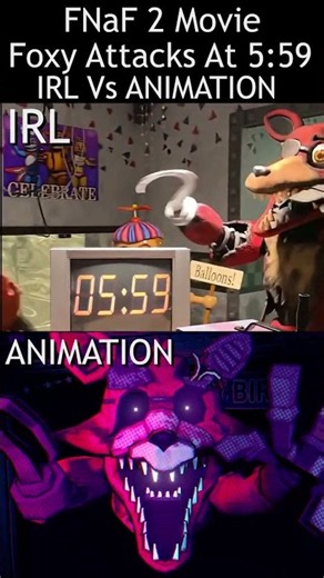 FNaF 2 Movie Foxy Attacks In Real Life VS Animation | FNaF 2 Movie Anim #fnaf #3danimation #shorts
