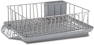 Farberware 3-Piece Large Capacity Dish Drying Rack Set with Drainboard and Utensil Holder, Rust-Resistant Kitchen Counter Dish Drainer