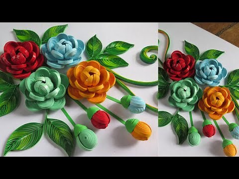 HOW to make paper quilling 3D rose decoration #quillingforbeginners #quilling