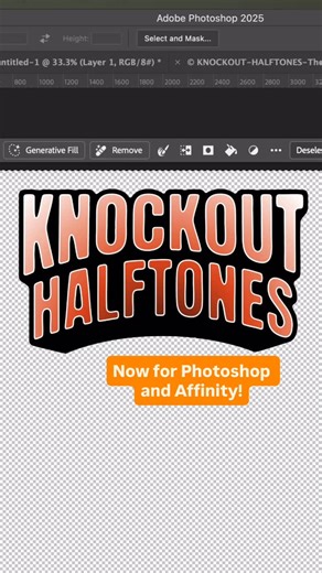 TheVectorLab on Instagram: "It works for photos, graphics, and even text with gradients. Knockout Halftones will apply instant halftones on a transparent background. No white or semi-transparent pixels! Adjust your halftone pattern (21 style options), scale and angle on the fly! No need to “convert to bitmap” to see the results. Perfect for all types of printing, including DTF, DTG, Screen Printing, and Dye Sublimation. (The Affinity option works in ALL versions newer than 1.10.8) Go have a look