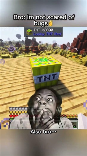 When bro says hes not scared of bugs😭✌️💔#minecraft #minecraftshorts #minecraftmemes