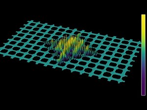 3D render of waves in a circle lattice with random channel width
