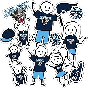 University of Maine UMaine Black Bears Sticker Vinyl Decal Laptop Water Bottle Car Scrapbook (Full Sheet Stick Figure)