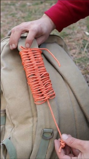 Paracord Backpack Knot 🪢🎒 – Store 21m Rope & Release Instantly #outdoors #camping #tips #paracord