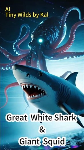 Great White Shark and Giant Squid Future #wildlife #naturelovers #nature #funny #birds #animals