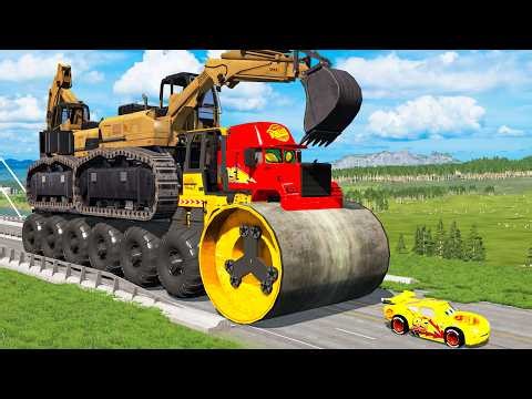 Giant CRUSHER DOZER Mack Truck Eater VS Cars Lightning McQueen Escape Monster Beamng Drive #12