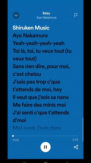 Version longue de Baby by Aya Nakamura - Paroles Musique Spotify
