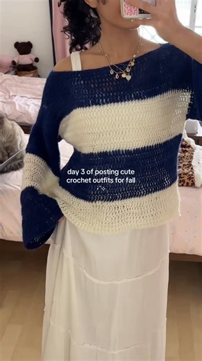 Mahum on Instagram: "the coziest crochet striped sweater made with an easy beginner-friendly pattern 🦋 perfect for your fall + winter outfits! what color will you make yours?🫶🏼 🏷️ #crochet #crochetsweater #crocheting #crochetideas #crochetinspo #crochetinspiration"