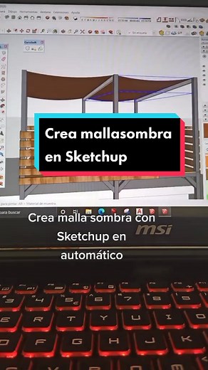 Crea malla sombra en Sketchup con ayuda de Curviloft. #sketchup #3d #arquitectura #diseño #construccion