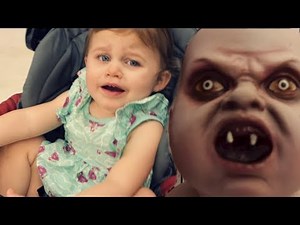 Baby Ayla is scared of the Halloween Store!