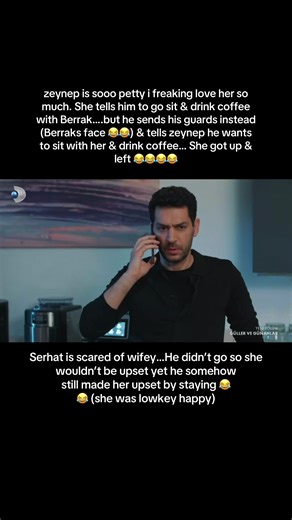 Sezeynep is sooo petty i freaking love her so much. She tells him to go sit & drink coffee with Berrak….but he sends his guards instead (Berraks face 😂😂) & tells zeynep he wants to sit with her & drink coffee… She got up & left 😂😂😂😂 #GüllerveGünahlar #fyp #explore