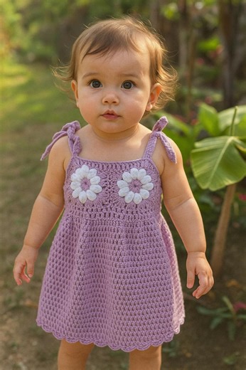 Beginner-friendly PDF Crochet Pattern - Lilac Daisy Dress - Baby & Toddler - 0-2 Years - Instant Download - Etsy UK