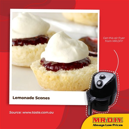 We're back with more pastry recipe for December! What's better than normal scone? 🤤 Milky, buttery and tangy lemonade scones that you can easily make with an air fryer! Ingredients: 525g (3 1/2 cups) self-raising flour 70g (1/3 cup) caster sugar 300ml Coles thickened cream 185ml (3/4 cup) lemonade 1 tbsp vanilla extract Milk, for brushing Raspberry jam, to serve Whipped cream, to serve Step-by-step: 1. Combine flour and sugar in a large bowl. Make a well. Add cream, lemonade and vanilla. Using 