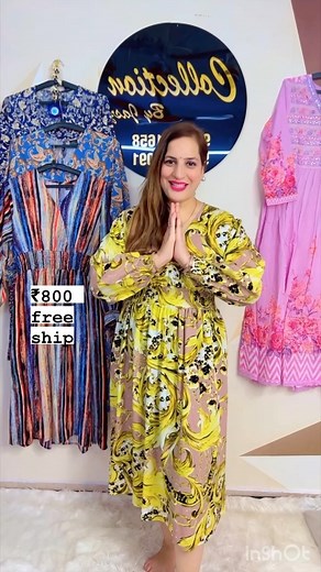 3.7K views · 111 reactions | Get easy breezy comfortable look in our new long dress with baloon sleeves 勺 Imported fabric ₹800 free shipping size - 38-40-42-44 free size To book - 9212051658 | Collection by jasz | Facebook