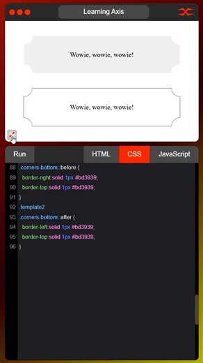 Corners Border | HTML CSS #LearningAxis #webdevelopment #digitalmarketing #trendingreel #WordPressExperts #frontenddesign #javascript #css #HTML #FrontendTips | Learning Axis