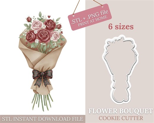 Flower Bouquet Cookie Cutter STL - 6x Files Instant Download for 3D Printing (  PNG Image) - Etsy