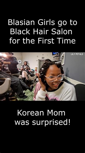 5.5M views · 115K reactions | Their stepdad took them to a Black hair salon in the US for the first time. And the girls surprise their Korean mom at the airport with their new hair! 殺 #blackhairsalon #hairsalon #blasian #blasianbaby #blasianbabies #BlackandAsian #korean #american #usa | Lily Petals World 릴리가족 | Facebook