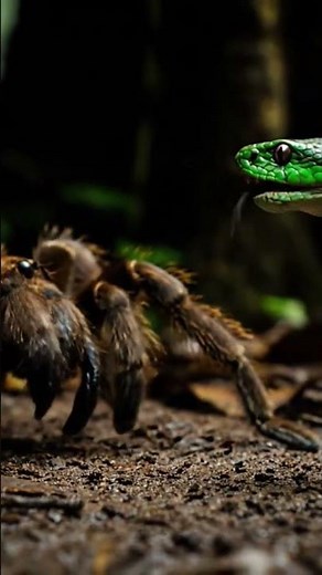 Giant Tarantula vs Deadly Snake! 🕷️🐍 Venom clash👇🔥 #WildBattle #TarantulaVsSnake #NatureShowdown"
