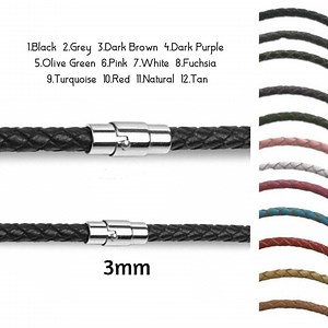 3mm Braided Leather Cord Necklace - Leather Choker - Stainless Steel Magnetic Clasp - for Men or Women - Etsy