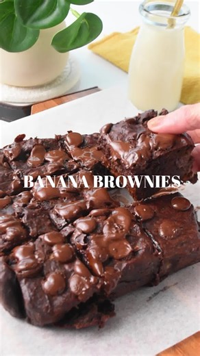 Healthy Banana Brownies (3 Ingredients, NO eggs, NO gluten) RECIPE IN COMMENT | The Conscious Plant Kitchen