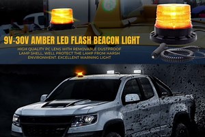 LED Warning Strobe Light Amber LED Flashing Beacon Light with Magnetic Base for 9V-30V Vehicles Forklift Truck Tractor Car Bus, 1PCS