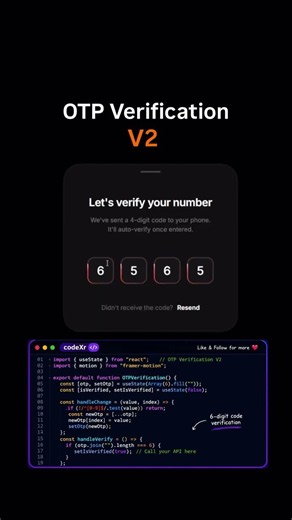 🔐 OTP Verification UI V2 using HTML, CSS & JavaScript ✨Clean • Responsive • Modern | #coding