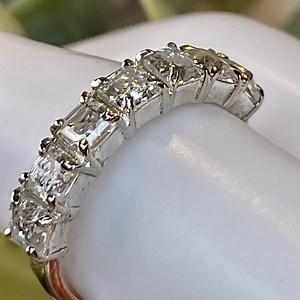 Certified 2.4ct Diamond Ring in Silver 925. Asscher cut