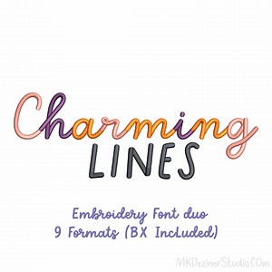 Charming Lines Embroidery Font Duo Digital Machine Embroidery Designs Files PES DST EMB Digitized Alphabets Font-instant Download - Etsy