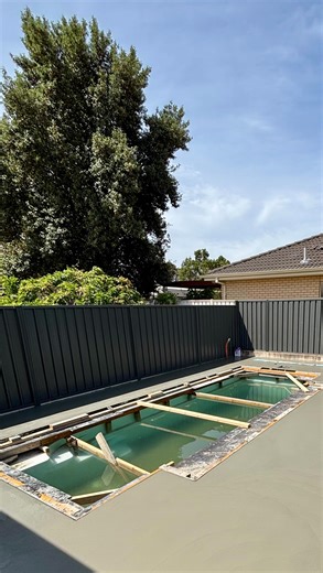 Pool surround being brought to life - ready to be honed Mix - Greystone - @premix_concrete | Bayside Concrete Creations | Facebook