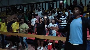 Soccer fans sing "asambe nono" at Mahikeng Public Viewing Area as Tehobo Mokoena scored Bafana's second goal against Morocco #AFCON23 last 16 | North West Department of Arts, Culture, Sport and Recreation
