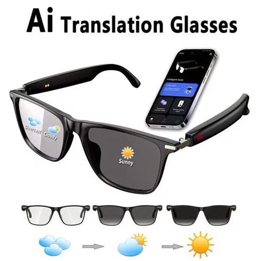 AI Smart Glasses, Multi-functional Audio Glasses With Physical Color Changing Lens, Real Time Translation Support for 160 Languages, Chat GPT System, Built-in Microphone and Speaker, Calls Music Playback and Hands-Free Calling, For Men and Women