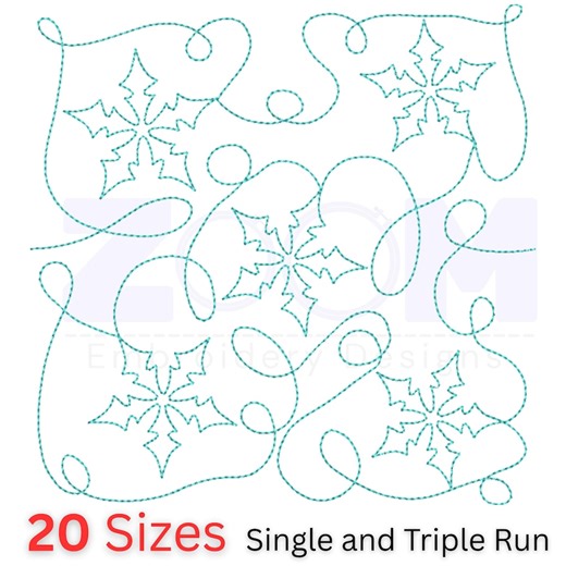 Snowflake Continuous Line Quilting Design | Edge to Edge Quilt Pattern | 20 Sizes | Single & Triple Run | Embroidery and Longarm Quilt File - Etsy Australia