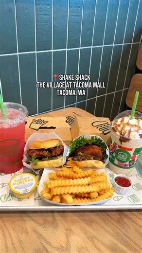 Seattle Food Content Creator ♡ Amy on Instagram: "Shake Shack is the newest addition to The Village at Tacoma Mall. You can easily order at the kiosk, take a number, and relax while your food is delivered straight to your table. Their menu is packed with a variety of tasty burgers, crispy crinkle cut fries, delicious shakes, and refreshing drinks. It’s the perfect spot for casual hangouts and quick bites. Come check out Shake Shack at the @tacomamall ! ⁣ 🍔 Shack Stack⁣⁣ 🍔 Chicken Shack⁣⁣ 🍔 Th
