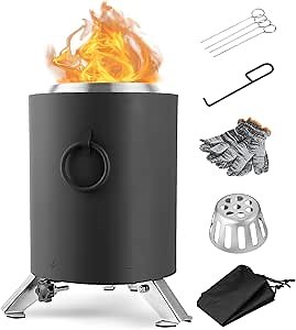 Table Top Firepit with Stand Outdoor Smokeless Fire Pit for BBQ Backyard with Travel Bag Small Tabletop Fire Pit Fueled by Pellets or Wood, 9.5 x 6.3 in