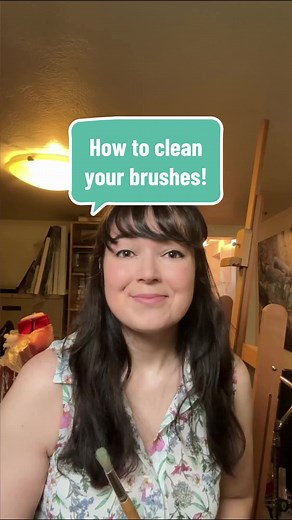 More in caption 👇 Here’s your reminder of how to clean paint brushes. These basic steps can be applied other stuff too, like palette knives/palette … just don’t ask me how to get paint out of your clothes! 1 WIPE OFF PAINT from your brush onto a dirty rag or paper towel. Whenever you wipe your brush use a pulling action so that you don’t push paint into the brush & ferrule (the metal part of the brush). 2 USE A SOLVENT to break down the paint. The solvent is water for acrylics or water soluble 