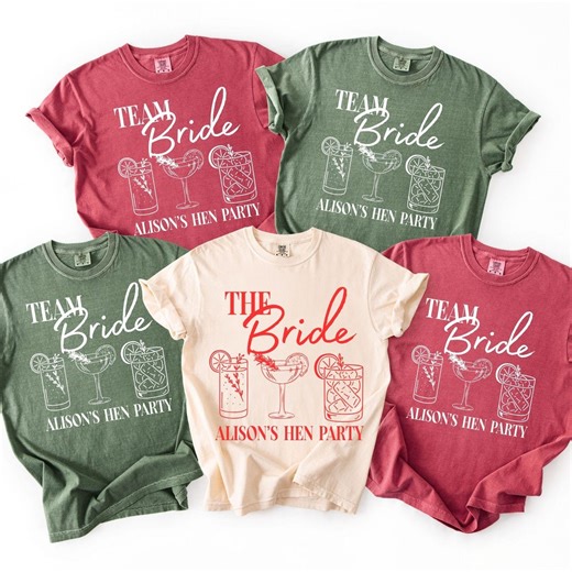 Custom Team Bride Hen Party Group Shirts, Bridal Party Tee, Personalized Bachelorette Matching Pajama Top, Customized Wedding Gifts - Etsy