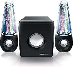 Sharper Image SBT5013 Wall Powered Bluetooth Water Speakers with Lights - Light Up Dancing Water Speakers - 2.1 Stereo System with Subwoofer - Works Also as Computer Speakers [Improved Version]