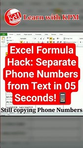 Excel Formula Hack: Separate Phone Numbers from Text in 05 Seconds!📱 #shortsfeed #excel #viral