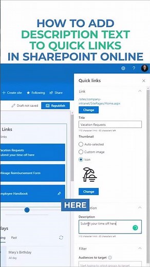Add additional Description to Quick Links