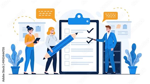 to do list check list by teamwork business animated illustration video
