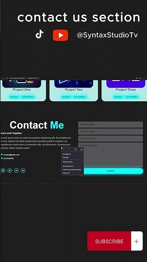 How To Create A Responsive Perfect Portfolio Website - Contact US Section (part 5) @SyntaxStudioTv