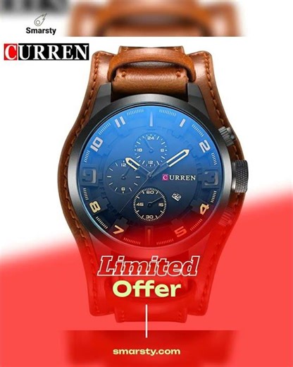 Men Leather Strap Quartz Watch With Date Display Alloy Case