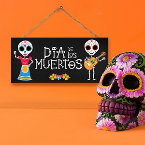 Day of the Dead Sign Dia De Los Muertos Decor, Day of the Dead Decor, Halloween Party Decorations Fiesta, Sugar Skulls - Etsy
